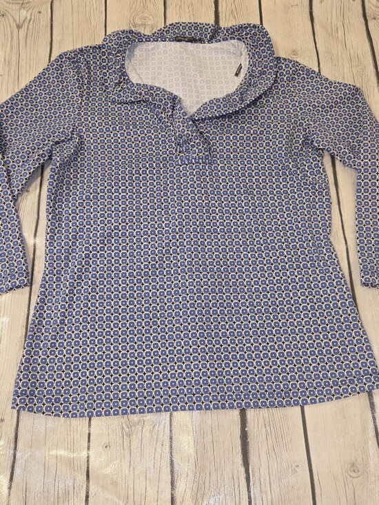 J. McLaughlin Tops - J.McLaughlin Blue Geometric Print 3/4 Sleeve Blouse Women's Size S